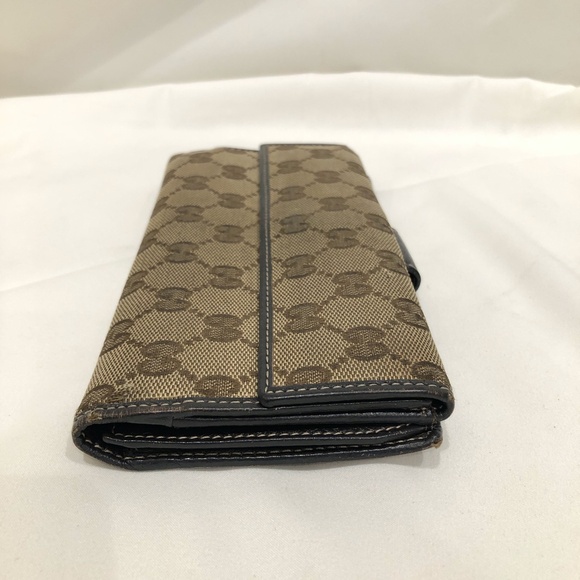 Gucci Brown GG Canvas Long Wallet Sku#84128 (gently used, pocket dirty) - Picture 3 of 15